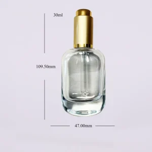 30ml Customizable Empty Glass Bottle for Cosmetic Drop Oval Bottle Oil Bottle Aluminum Shell Plastic Drop