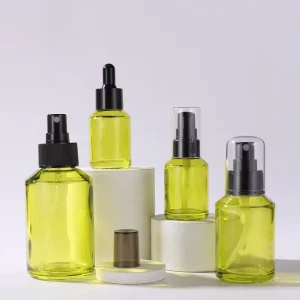 30ml Glass Sloping Shoulder Bottle with Plastic Lid Lotion Pump Refillable Perfume Oils Dropper Lid Screw Cap Sealing