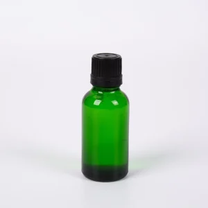 30ml Green Boston Flint Glass Eco friendly Cosmetic Bottles Plastic Screw Cap Leak Proof Essential Oils Fragrance