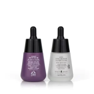 30ml Purple Colored Glass Empty Packaging Bottle Flat Serum Cosmetic Dropper Bottles with Aluminum Cap
