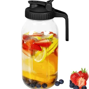 32oz Heavy Duty Soda Lime Glass Mason Jar Wide Mouth Plastic Flip Top Lid Silk Screen Printed Home Food Storage