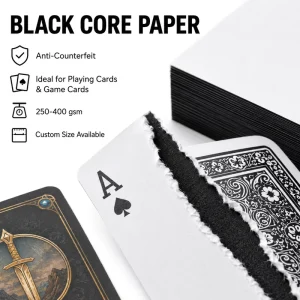 330/340/350/360/370 Gsm Black Core Playing Card Paperboard with High Opacity Suitable for Professional Playing Cards Game Cards