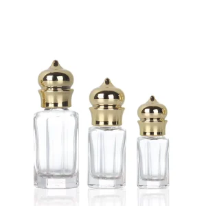 3ml 6ml 12ml Clear Glass Roll on Bottle Attar Perfume Oud Oil Octagonal Roller Bottle with Plastic Glass Roller