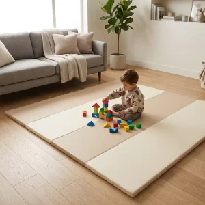 4 Fold Wearable PU Leather Foam Filled Cushion Portable Eco Friendly Non Toxic Kids Crawling Dance Training Mat Outdoor Use