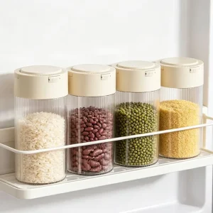 4 Size Plastic Storage PET Airtight Lid Grains Bean Small Sealed Bottles Box Bin Oats Container Food Storage Container