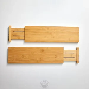 4.65” High Adjustable 12.5 17” Bamboo Wooden Drawer Dividers Kitchen Organizers Food Grade Certified Eco Friendly