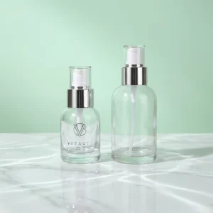 40ml 100ml 120ml Transparent Glass Essential Oil Pump Bottles Empty Luxury Cosmetic Glass Bottle for Serum