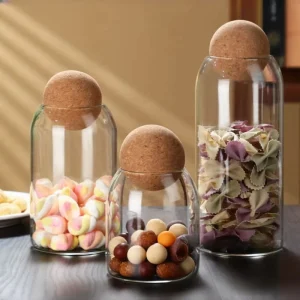 450ml Clear High Borosilicate Kitchen Glass Food Storage Jars With Ball Shaped Lids