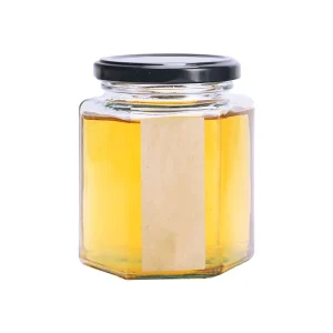 45ml-730ml Hexagon Flint Transparent Glass Jar Twist Off Lid for Honey Pickles Jam Jelly Candy Food Storage Container