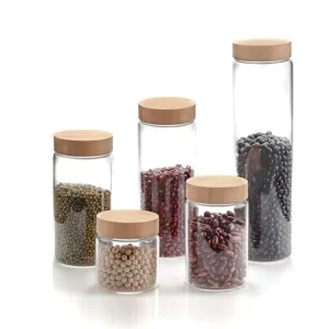 47mm Diameter Glass Cylinder Tea Leaf Storage Jar Canister with Screw Cap and Bamboo Lid for Kitchen 100pcs MOQ