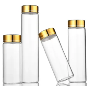 47mm Diameter Saffron Jar Tube Small Glass Bottles Packaging Storage Jar with Screw Lid