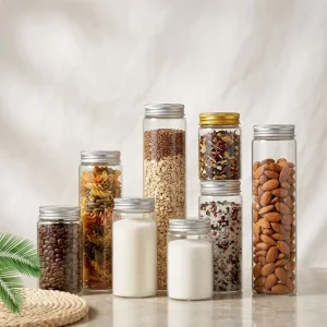 47mm Empty Clear Round Borosilicate Glass Airtight Food Storage Jar with Screw Cap for Candy and Food 100pcs MOQ