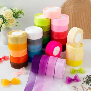 4CM Ribbon Transparent Wedding Celebration Ribbon Birthday Gift Packaging Bow Organza Ribbon Mixed Color Sheer Ribbons
