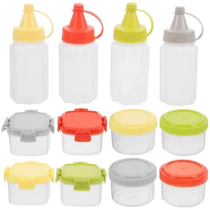 4pcs Plastic Sauce Squeeze Bottle Outdoor Portable Mini Seasoning Box Salad Dressing Containers