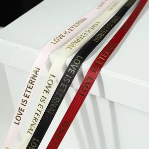 4pcs/set 1cm*2m/color/pcs Small Gift Ribbon Roll love Is Eternal Hot Stamping Satin Ribbon for Gift Wrapping DIY Craft