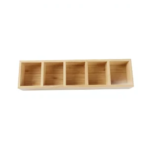 5 Compartment Long Tray Jewelry Storage Box Modern Minimalist Bamboo Desktop Organizer Checkered Pattern Cross Border Certified
