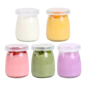 5 OZ Glass Bottle EMPTY 150 ml Pudding Glass Jar Glass Container for Milk Yogurt With Plastic Cap 100ML 150ML 200ML
