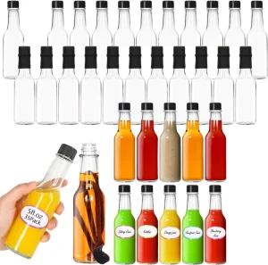 5 oz Clear Glass Hot Sauce Bottles with Screw Cap Lids for Pet Food Packaging Screen Printed Surface Recyclable