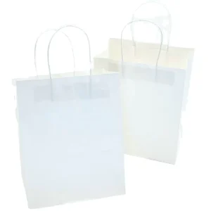 5.25″*3.75″*8″ Custom Logo and Size Colorful White Kraft Paper Bags Gift Shopping Paper Bags with Round Rope Handle