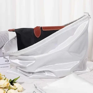 50*40cm High Quality Silk Satin Drawstring Bag Custom Logo Reusable Satin Dust Bag for Hat Wig Handbag for Gift Bag