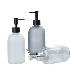 500ml Glass Bottle Pump Spotted Colored Square Striped Design Hand Sanitizer Soap Dispenser Container Screen Printing