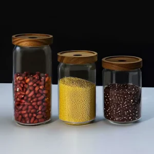 500ml Kitchen Storage Glass Jar with Acacia Wood Lid for Coffee Sugar Tea