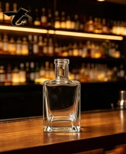 500ml Square Glass Bottles with Stopper and Screen Printed Design