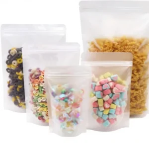 50Pcs 5×8 Inches Matte Frosted (Not Clear) Zipper Resealable Stand up Drink Bags & Snack/Tea Pouches