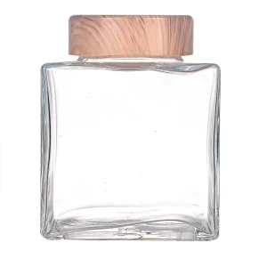 50ml 100ml 180ml 280ml 360ml 500ml 750ml Custom Square Glass Honey Jar Square Glass Jar for Food with Bamboo Lid Metal Lid