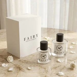 50ml 100ml Round Glass Parfum Bottles with Cylinder Box Custom Clear Bottles with Plastic Cap Cosmetic Use