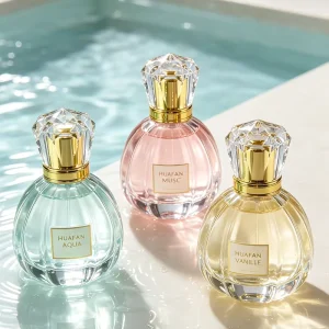50ml Clear Perfume Spray Glass Bottles with Plastic Diamond-Shaped Caps