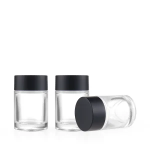 50ml Glass Cosmetic Jar With Matte Black Lid Natural Skincare Cream Container Factory