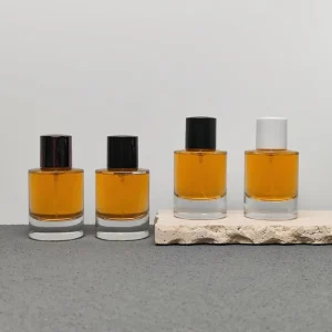 50ml Round Glass Perfume Bottle Flat Shoulder Empty Fragrance Packaging Bottle Thick Bottom Perfume Spray Bottle Custom