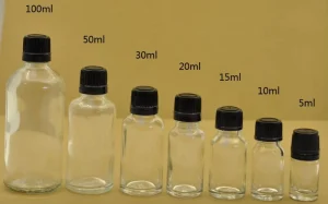 5Ml 10ml 15ml 20ml 30ml 50ml 100ml Clear Essential Oil Glass Bottle With Plastic Cap with dripulator