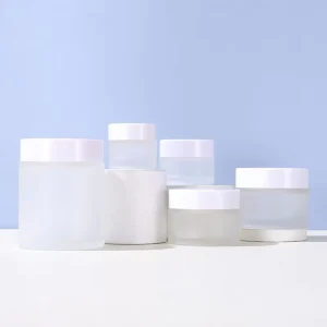 5g 10g 15g 20g 30g 50g 100g 30ml Empty Clear Frosted Glass Cosmetic Cream Jar with Plastic White Lid
