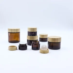 5g 10g 15g 20g 30g 50g 60g 100g Amber Glass Cream Jar Glass Cosmetic Jars Body Butter Container Jar with Bamboo Lids