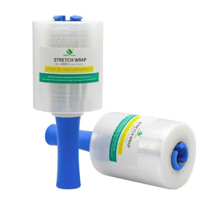 5inch X 1000ft Stretch Wrap Packing Film Roll 80 Gauge 4 Packs with 1 Plastic Handle Soft LLDPE PVC PE Material