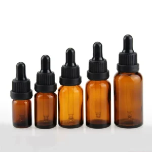 5ml 10ml 20ml 30ml 50ml Amber Glass Oil Dropper Bottles Skin Care Oil Glass Bottles With Black Plastic Childproof Dropper Top