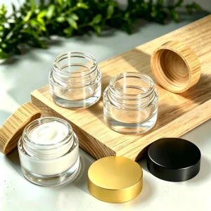 5ml 9ml 15ml Round Clear Glass Cosmetic Container Child Resistant Screw Lid for Cream and Concentrate Jar Packaging