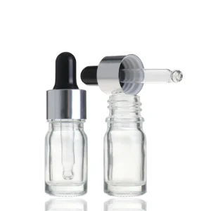 5ml Glass Dropper Bottles Eco Friendly Skincare Packaging with Plastic Cap Screen Printed Serum Container and Pipette