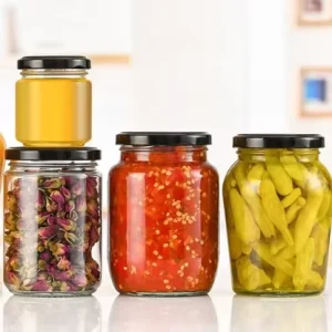 5oz 8oz 12oz 16oz Cylinder Shape Empty Chili Sauce Pickle Sauerkraut Honey Jam Dried Fruit Candy Glass Bottle Jar