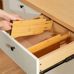 6 Pack Expandable Bamboo Dresser Drawer Dividers Natural Organization for Clothing in Dressers Storage Boxes & Bins