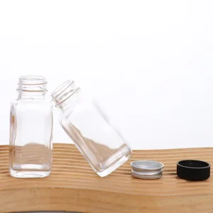 6 Pack Reusable Ginger Shot Bottle with Lid 2 oz Small Glass Jars with Airtight Lids Square