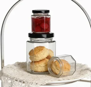 60ml 180ml 380ml 500ml Hexagon Shape Food Jar Honey Jam Pickles Glass Jar with Twist off Lid