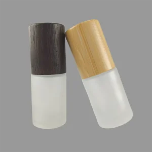 60ml Glass Cosmetics Face Skin Care Forest Pump Bottle Cream with Bamboo Ring