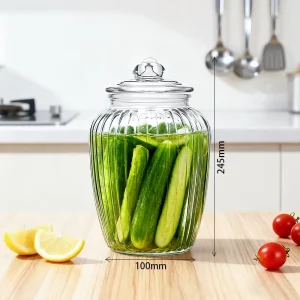 650ml 1250ml 2000ml Large Capacity Thick Glass Airtight Jar with Lid for Pickling Fermenting Brewing Grain Storage Container