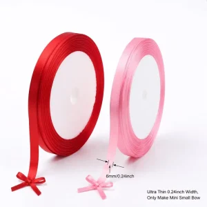 6mm Eco Friendly Satin Ribbon Red and Pink Ribbon Set for Wedding Decorations Party Decoration and Gift Box Packaging