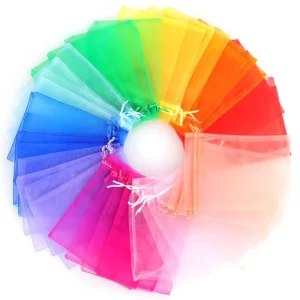 7*9cm Mini Jewelry Packaging Organza Pouches Candy Organza Bags With Drawstring Wedding Party Christmas Favor Gift Bags