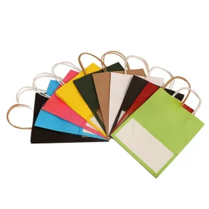 8″*4.5″*10″ Custom Logo Colorful Kraft Cardboard Paper Bags with Rope Handle for Gift Shopping & Promotion