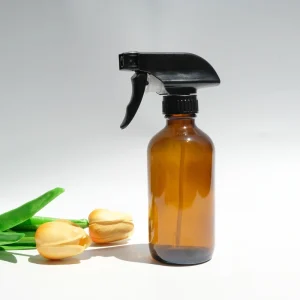 8 oz 250ml Amber Brown Boston Round Glass Spray Bottle with Trigger Spray